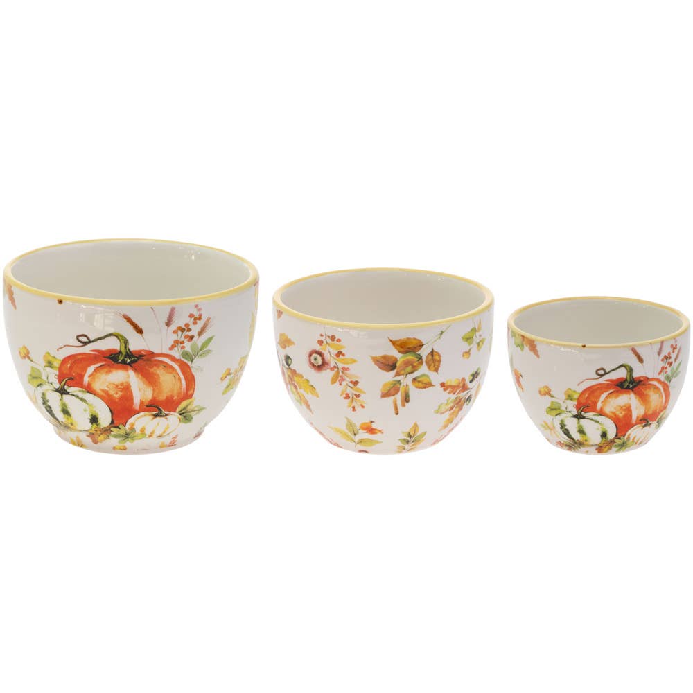 Pumpkin Love Ceramic Prep Bowls Set Of 3 Fall