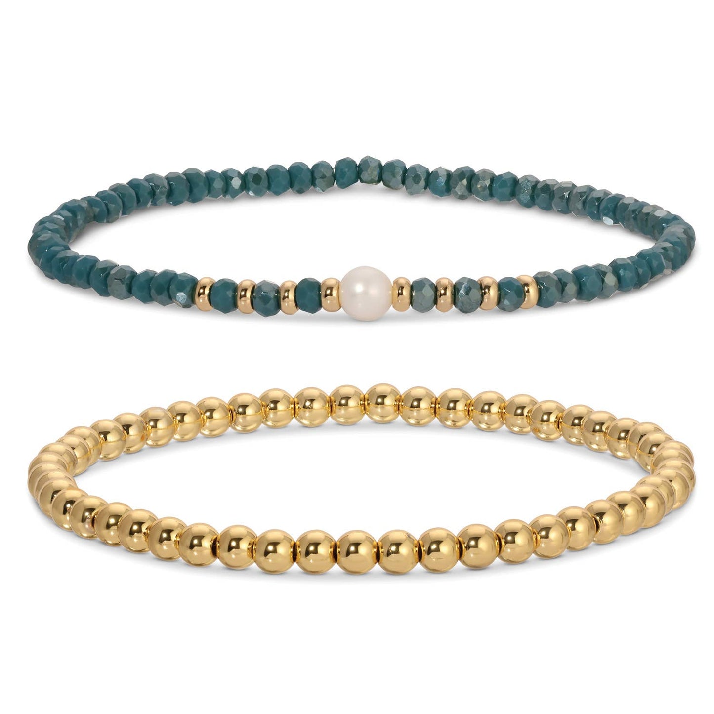 Beaded Duo Pearl Bracelet Set