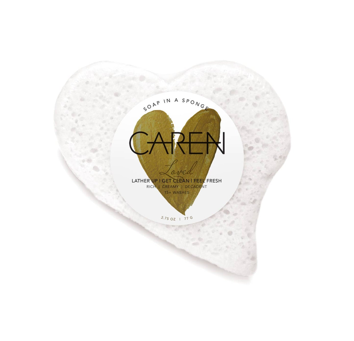 Loved White Heart Soap in a Sponge