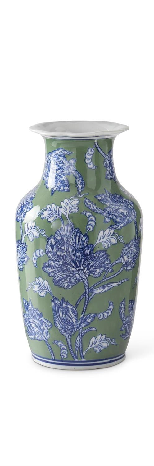 Blue & White Floral Ceramic Vase