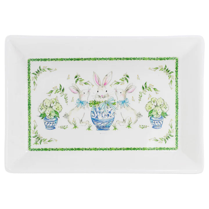 Boxwood Bunny Rectangle Serving Platter