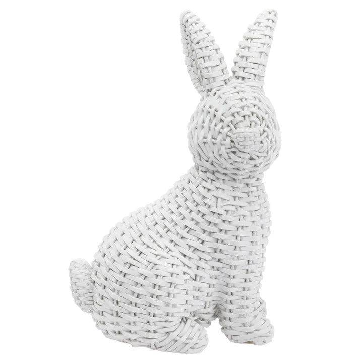 White Wicker Sitting Bunny