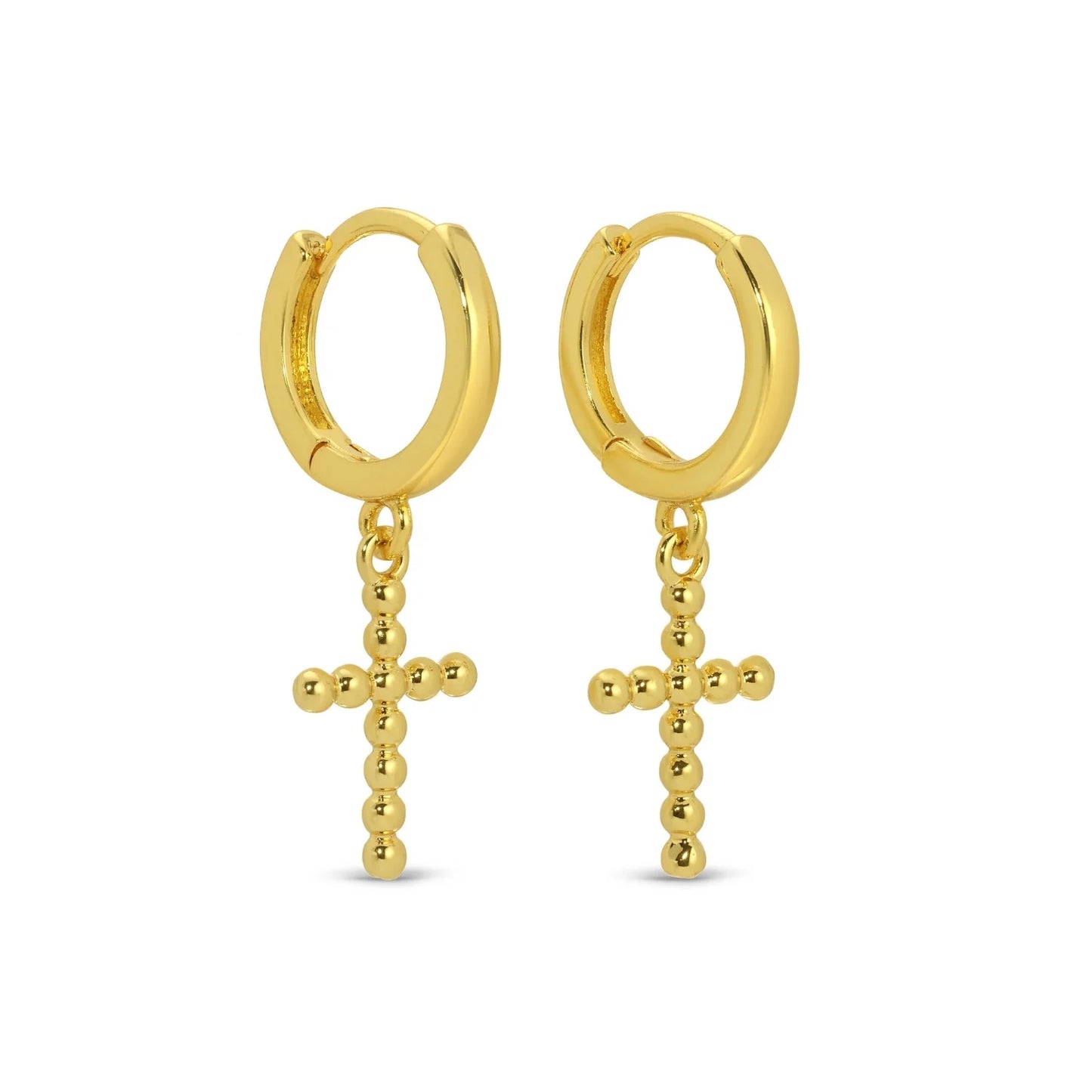 Cross Drop Gold Huggies