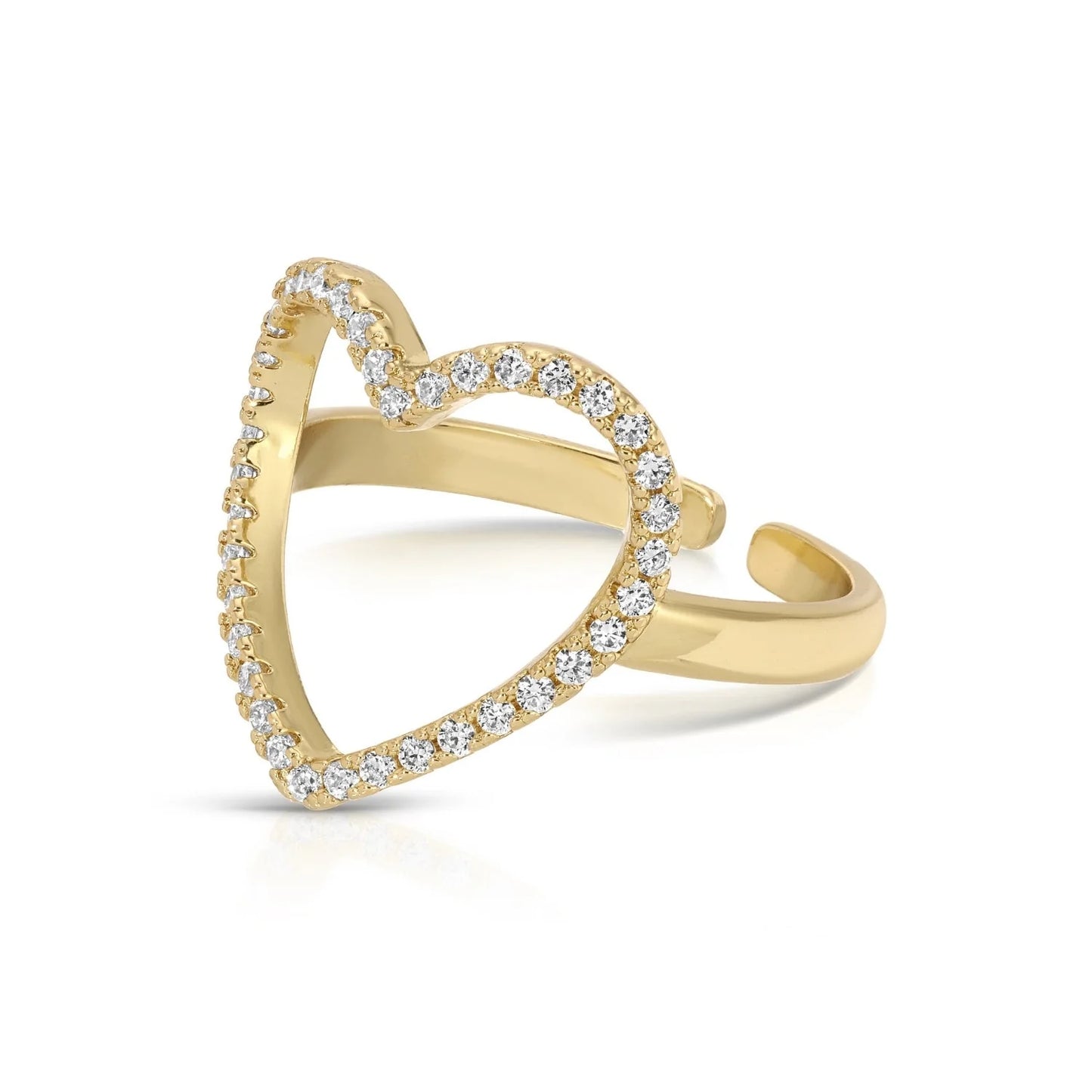 Pave Heart Adjustable Ring