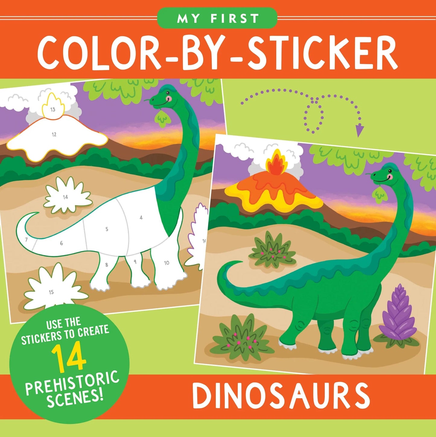 First Color-By-Sticker Dinosaurs