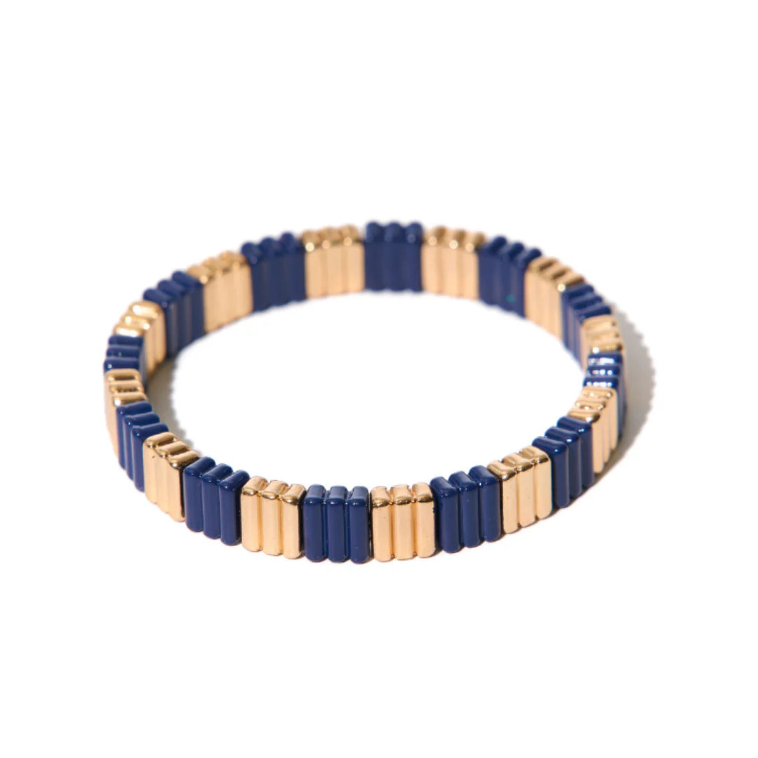 Navy Girls Trip Ribbed Bracelet