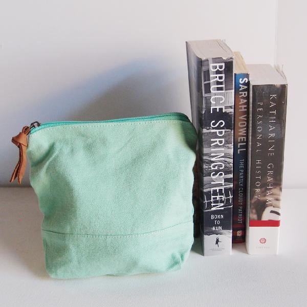 8” Washed Canvas Zipper Bag