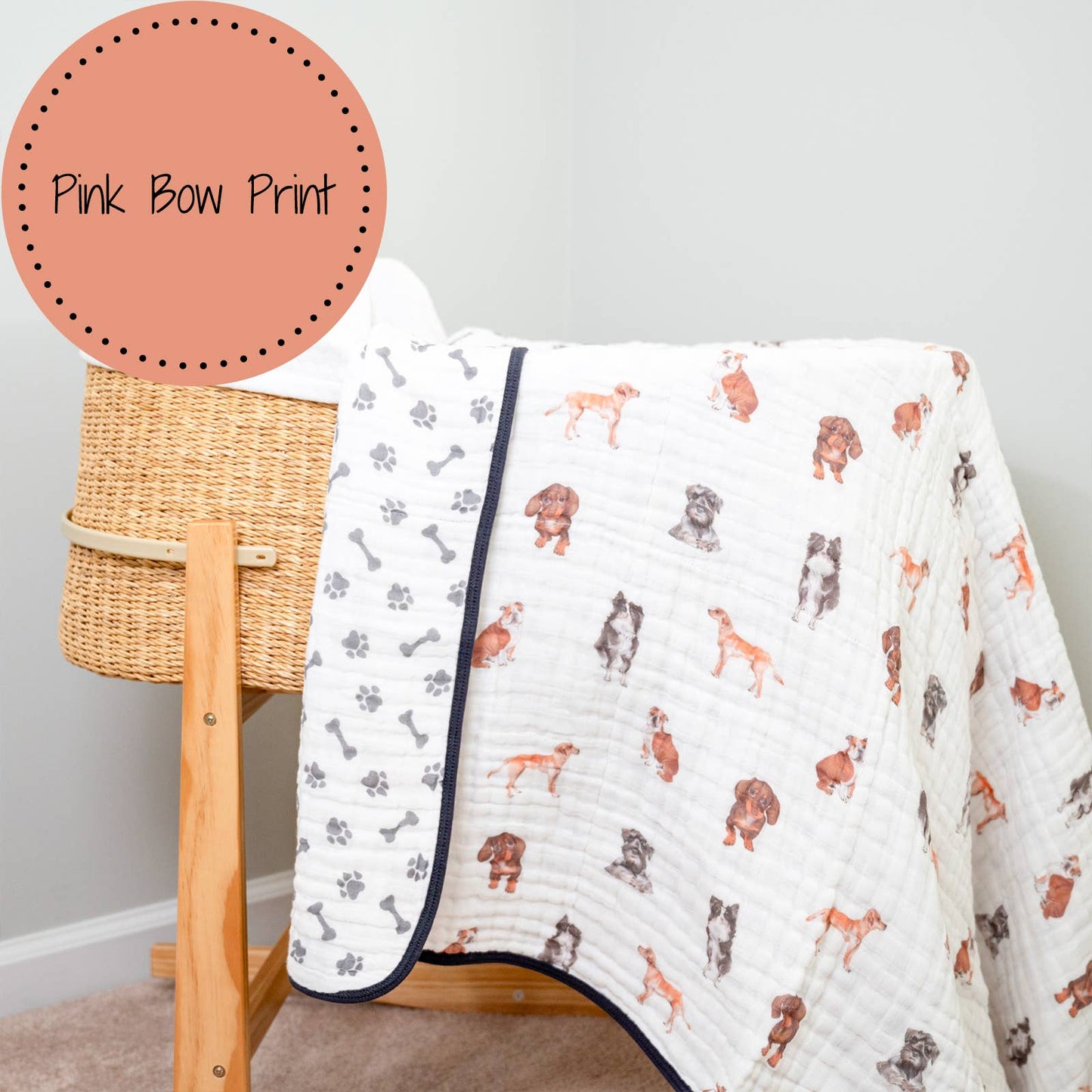 Adorable Dog Baby Toddler Muslin Quilt