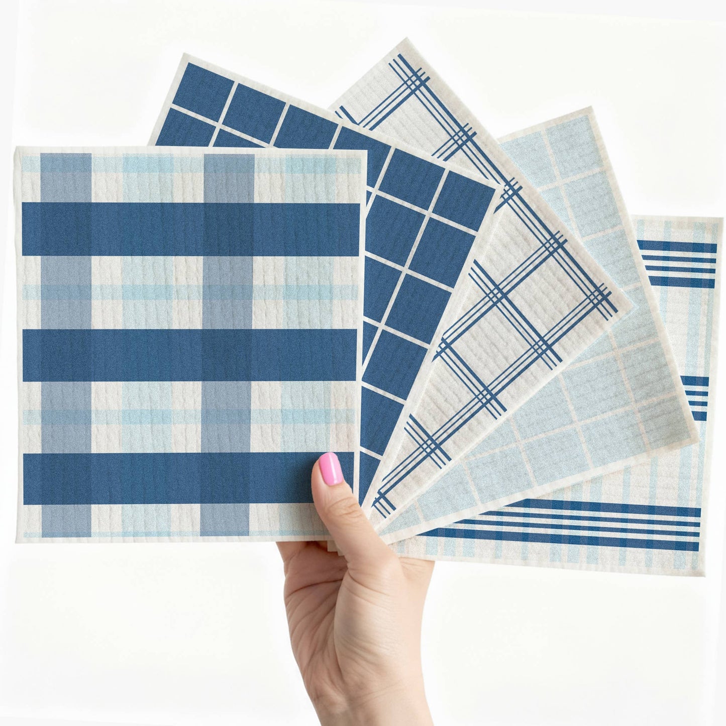 Swedish Dishcloths Reusable Sponge Cloth 5pk - Plaid