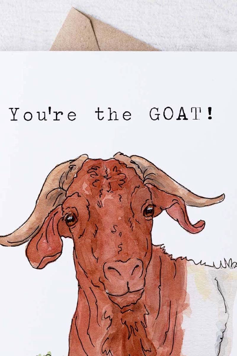 Boer Goat Buck "You're the GOAT." 5x7" Greeting Card