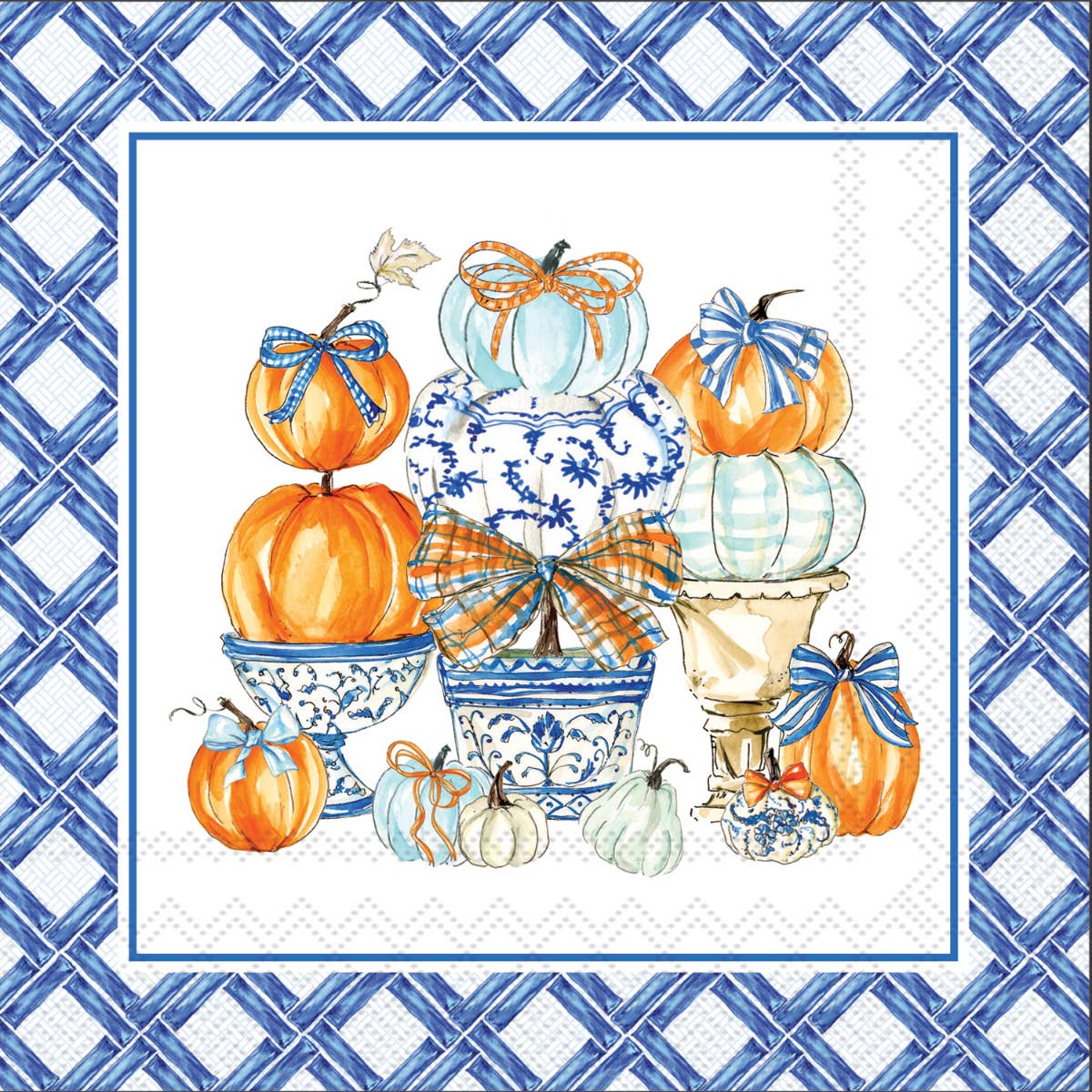 Chinoiserie Pumpkin Topiary Paper Cocktail Napkin Pack of 20