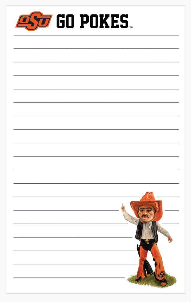 Oklahoma State Mascot 5x8 Notepad