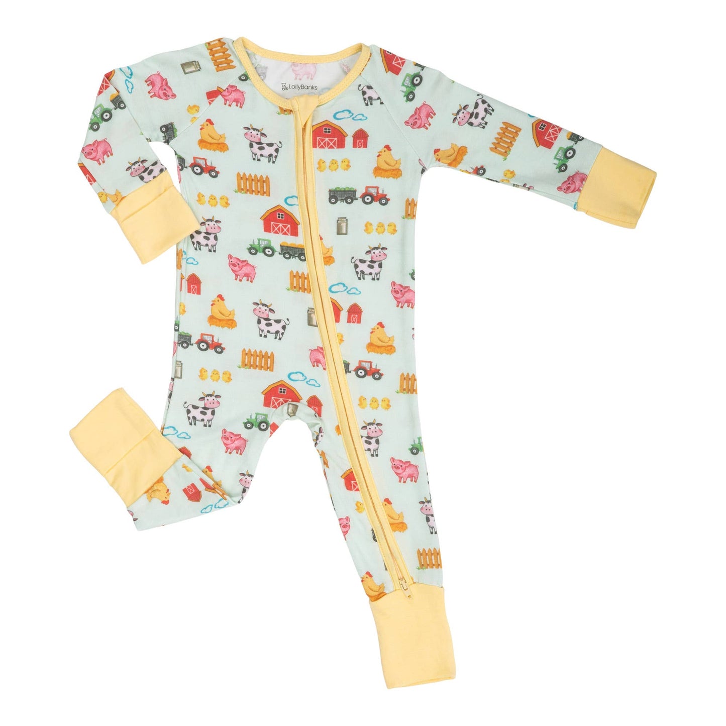Bamboo Baby Convertible Zipper Pajama Little Barnyard