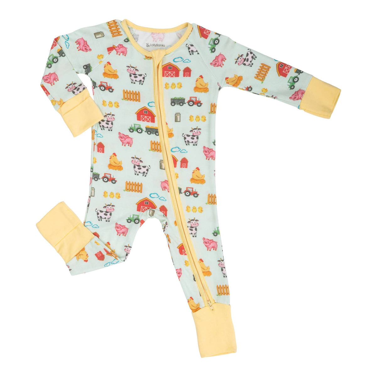 Bamboo Baby Convertible Zipper Pajama Little Barnyard