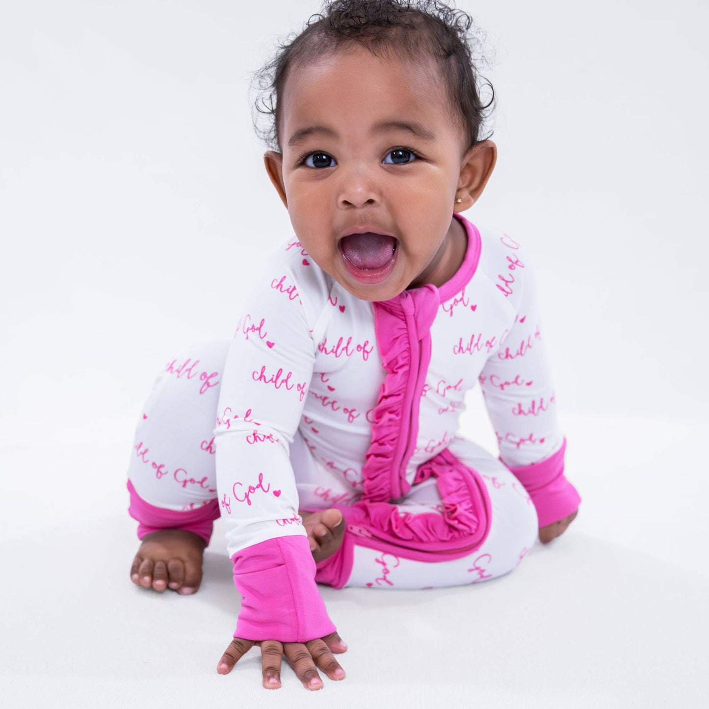 Bamboo Baby Ruffle Zipper Pajama Pink Child of God