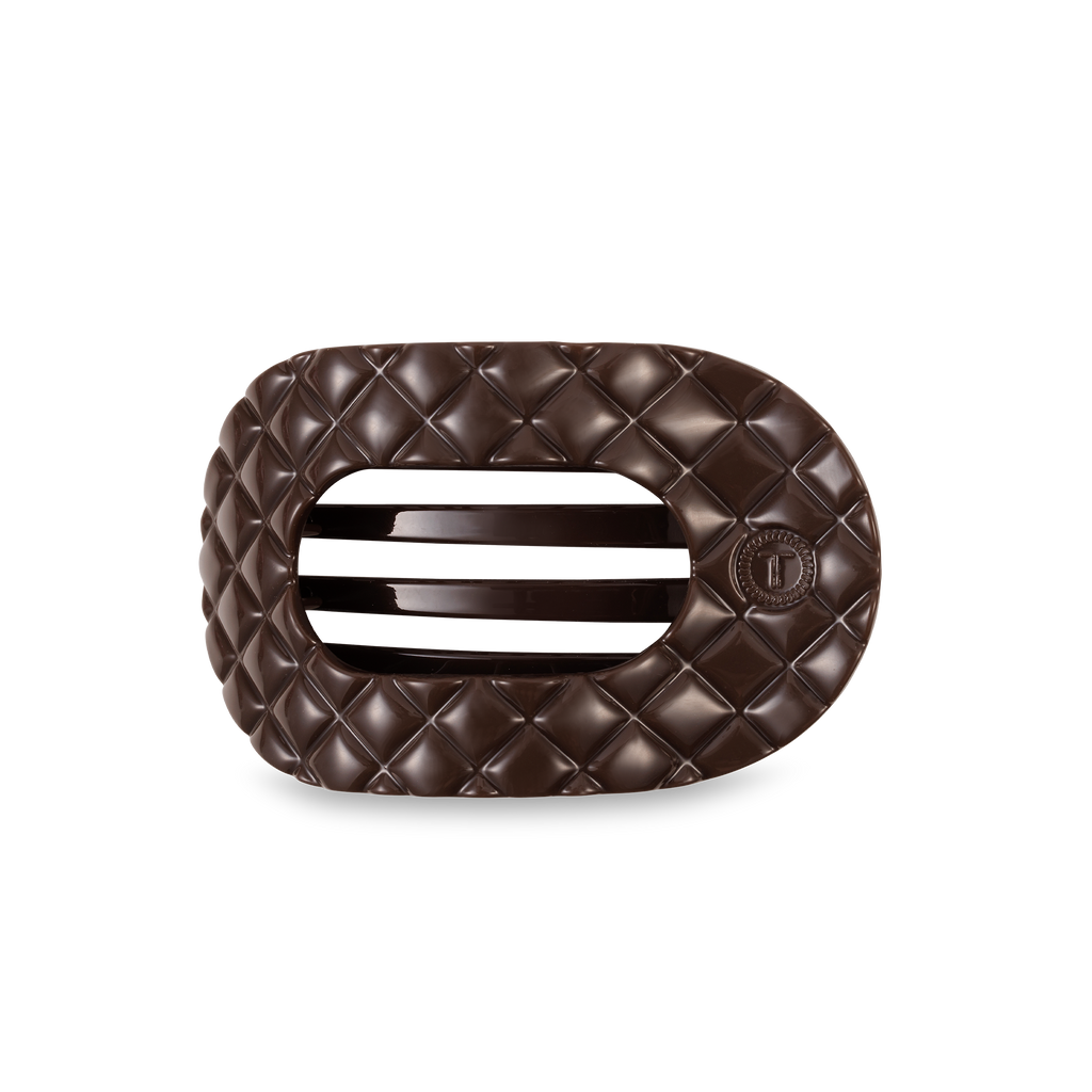 Flat Round Hair Clip | Medium | Truly Taupe Quilted