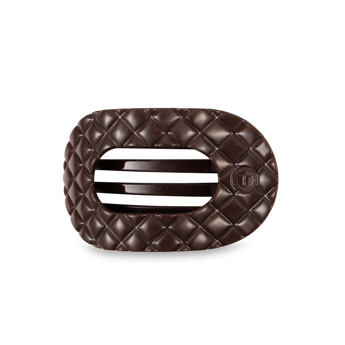 Flat Round Hair Clip | Medium | Truly Taupe Quilted
