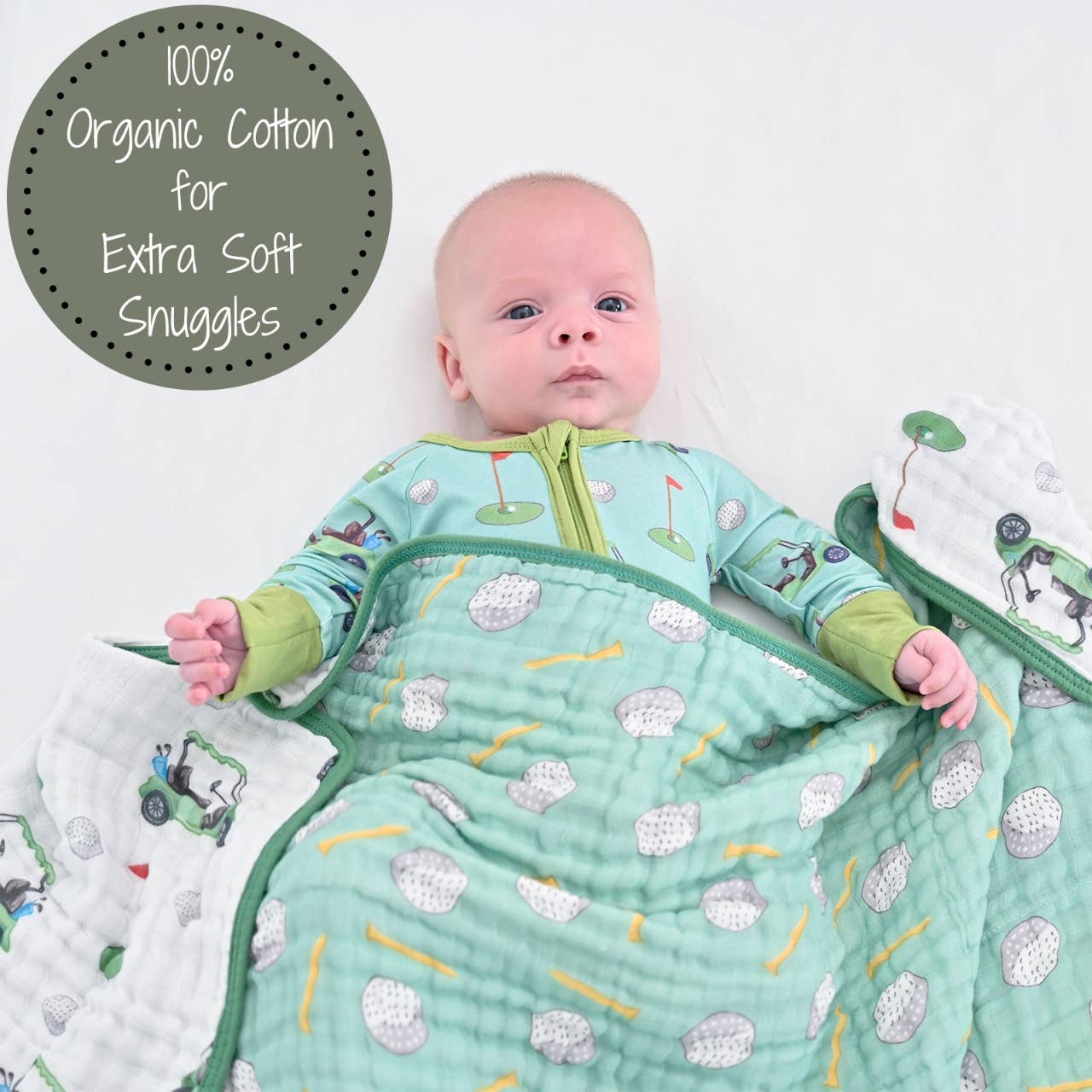 Golf A Round Sports Theme Baby Toddler Muslin Quilt