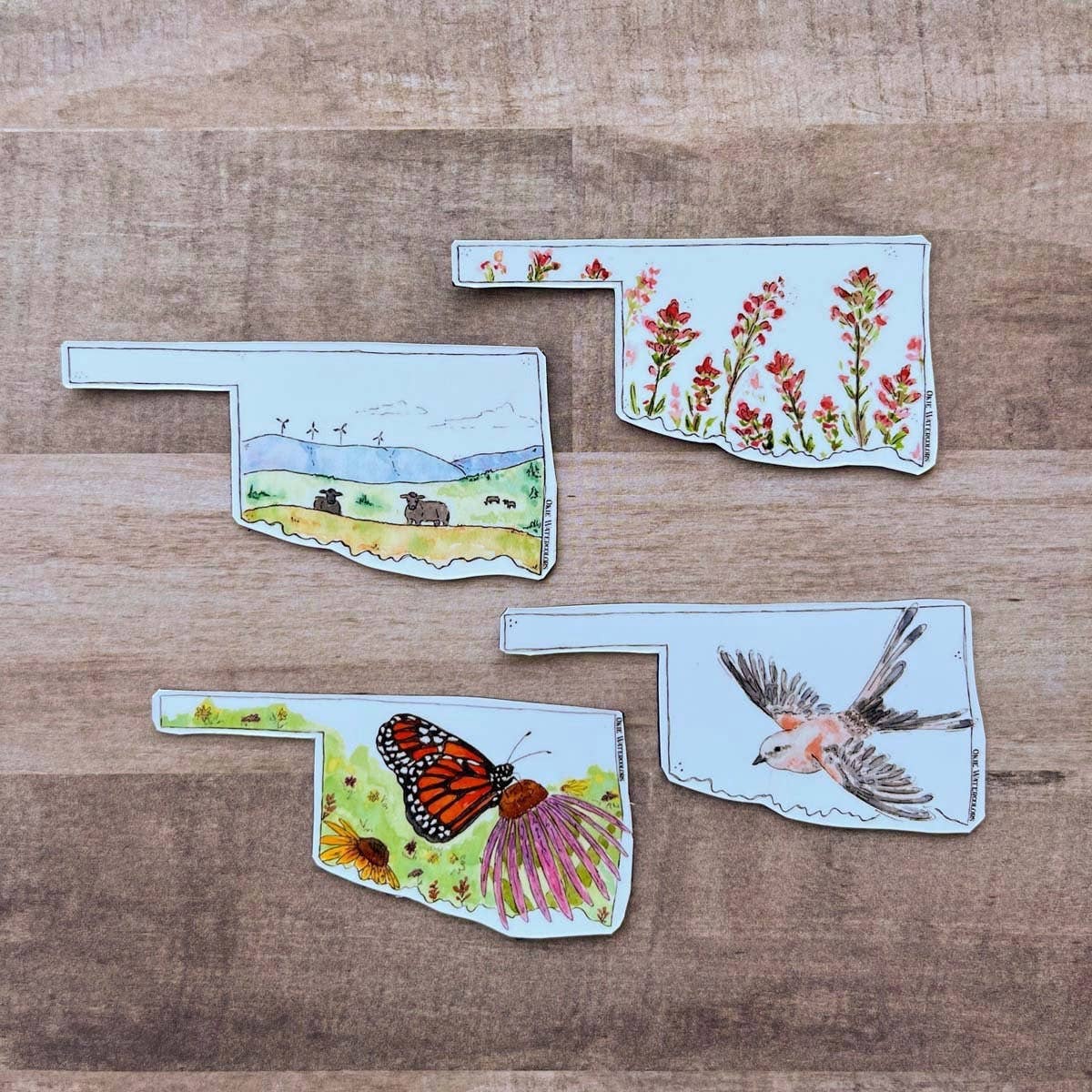 Scissor-tailed Flycatcher Oklahoma State Watercolor Art, 3.5” Magnets