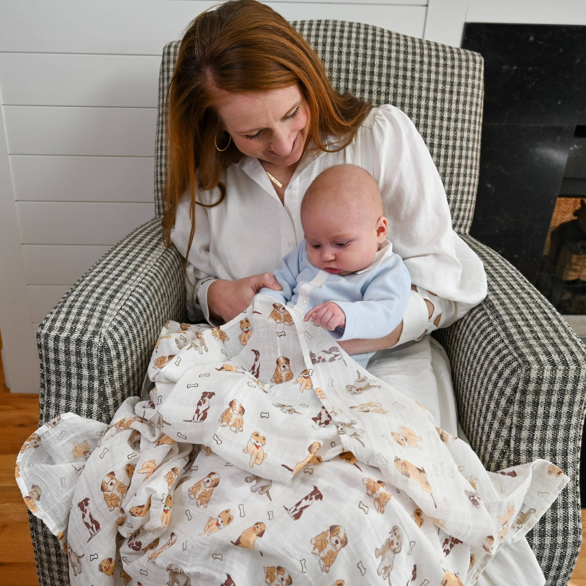 Baby Muslin Swaddle Blanket 47x47 Woof Woof