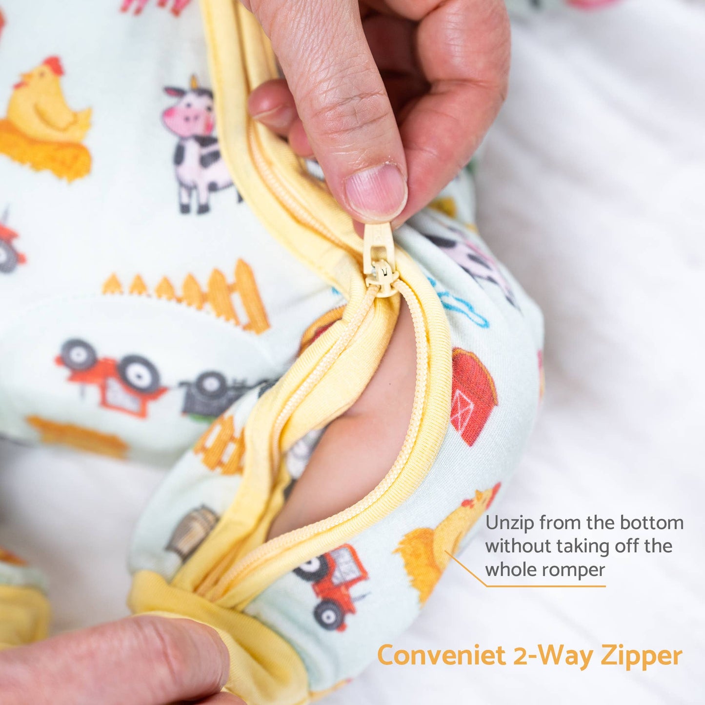 Bamboo Baby Convertible Zipper Pajama Little Barnyard