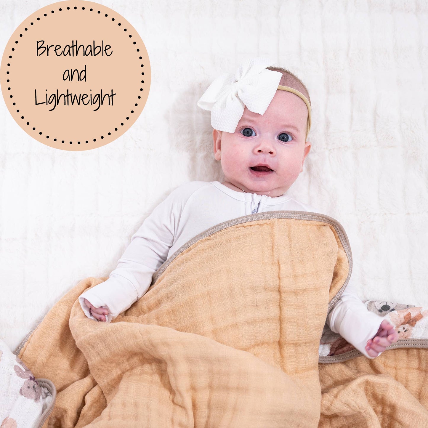 Teddy Bear Baby Toddler 100% Cotton Muslin Blanket  47"x47"