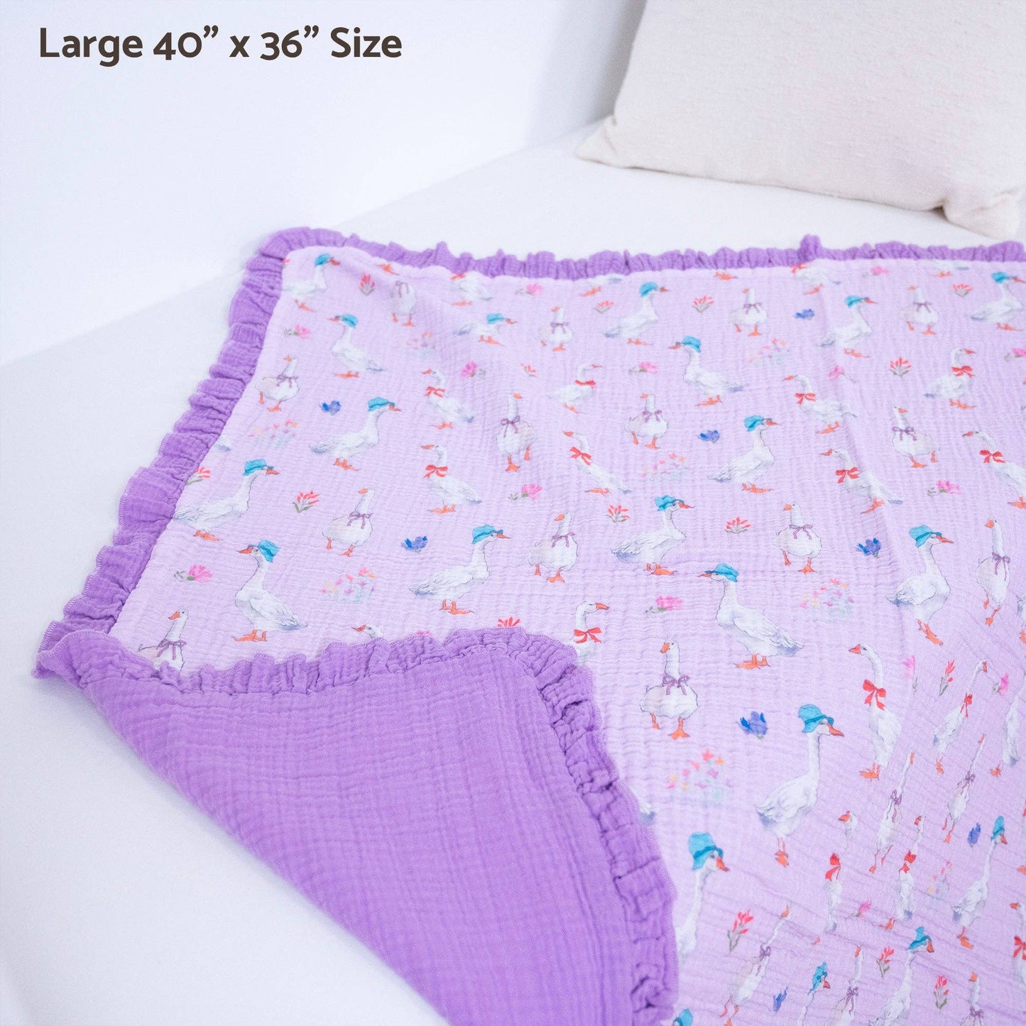 Muslin Quilt Baby & Kids Ruffle Blanket Goose Parade