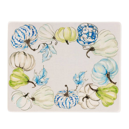 10" Long Chinoiserie Pumpkins Rectangle Ceramic Plate Fall