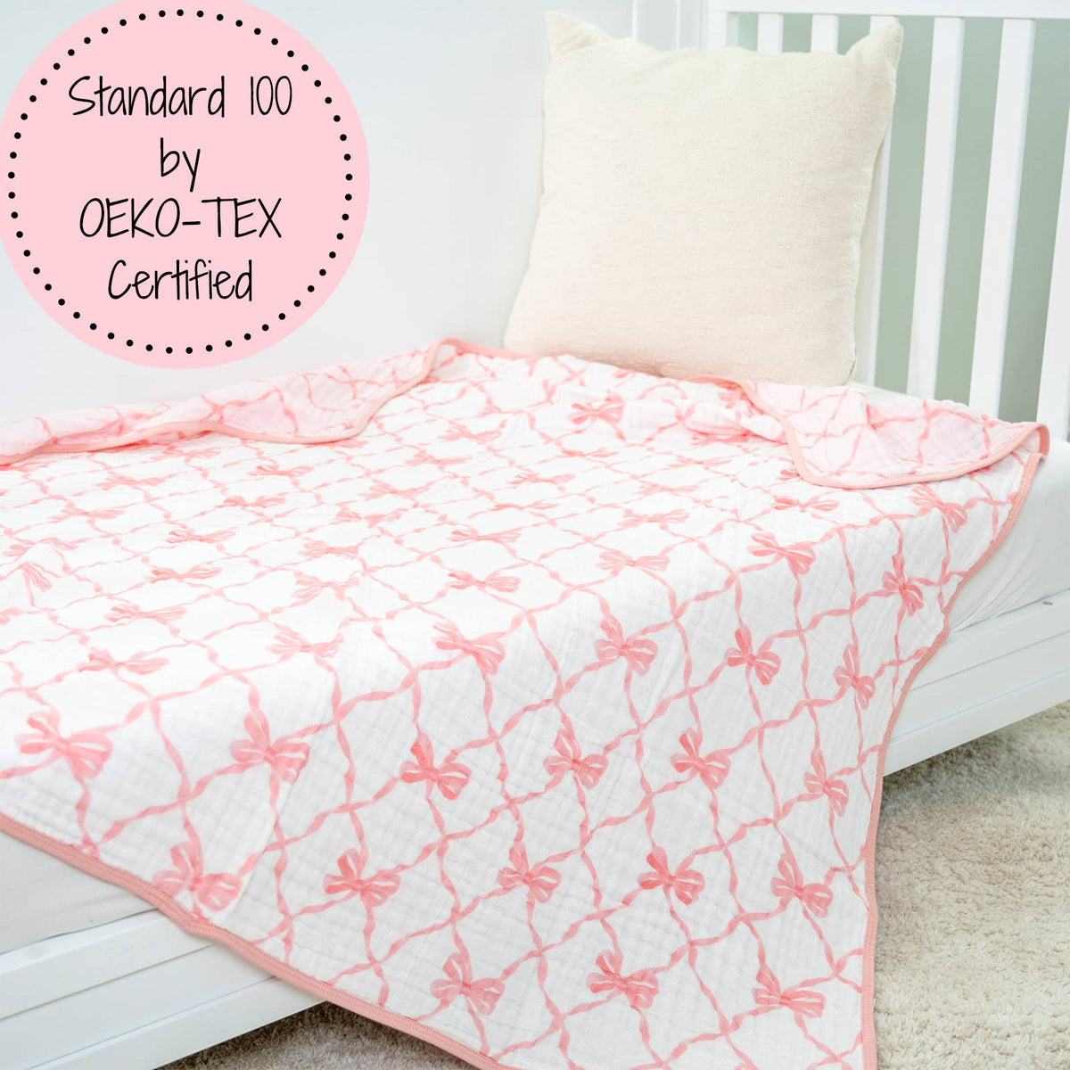 Beautiful Bows Baby Toddler Muslin Blanket