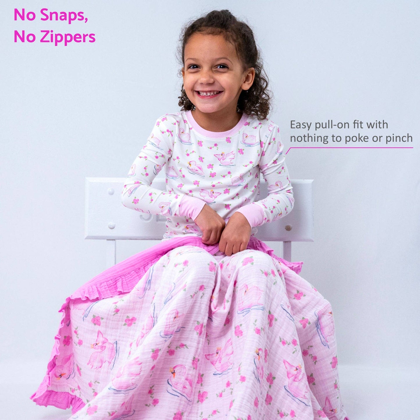 Kids 2-Piece Bamboo Pajama Long Sleeve Set Swan Soirée