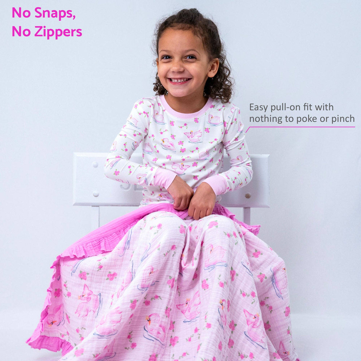 Kids 2-Piece Bamboo Pajama Long Sleeve Set Swan Soirée