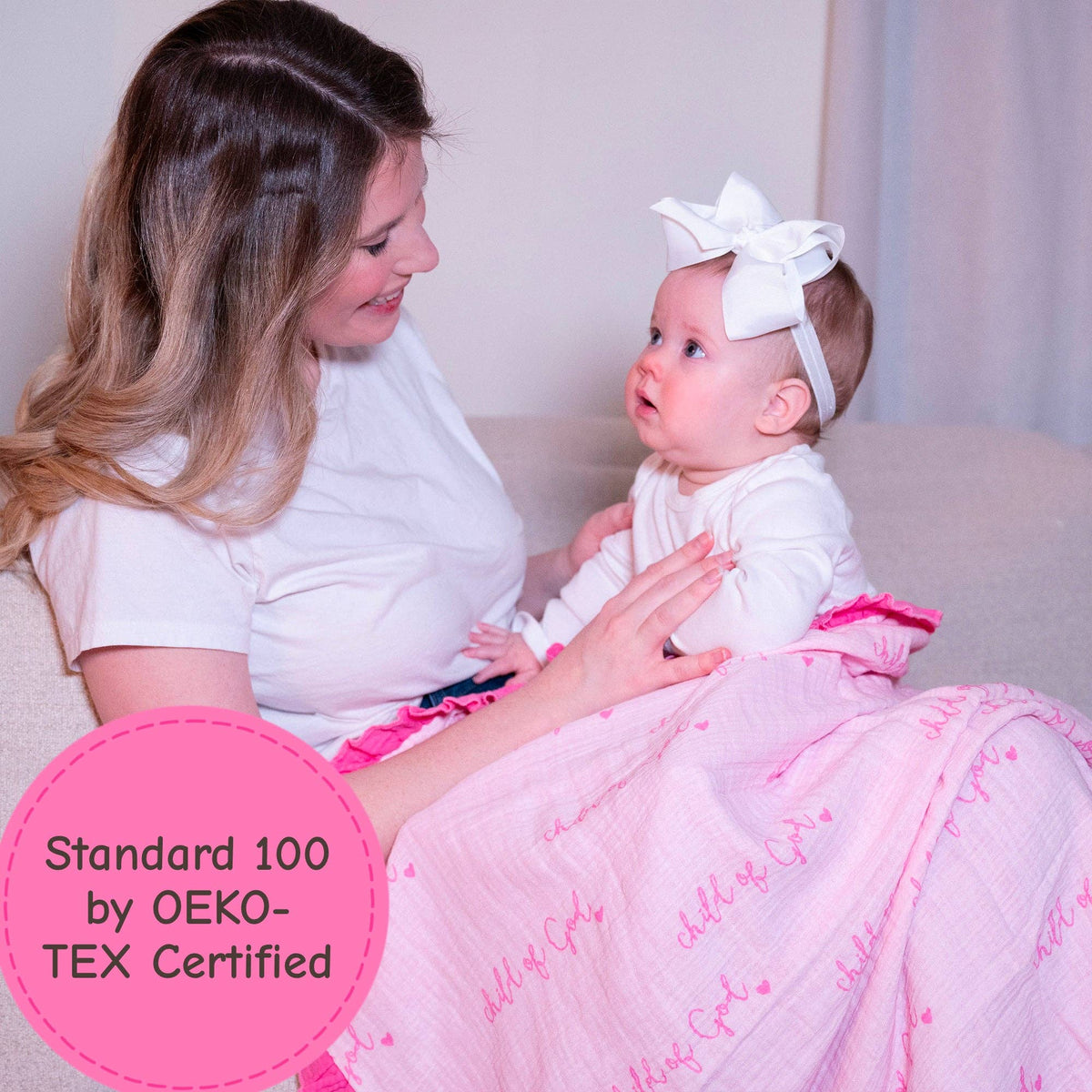 Muslin Quilt Baby & Kids Ruffle Blanket Pink Child of God