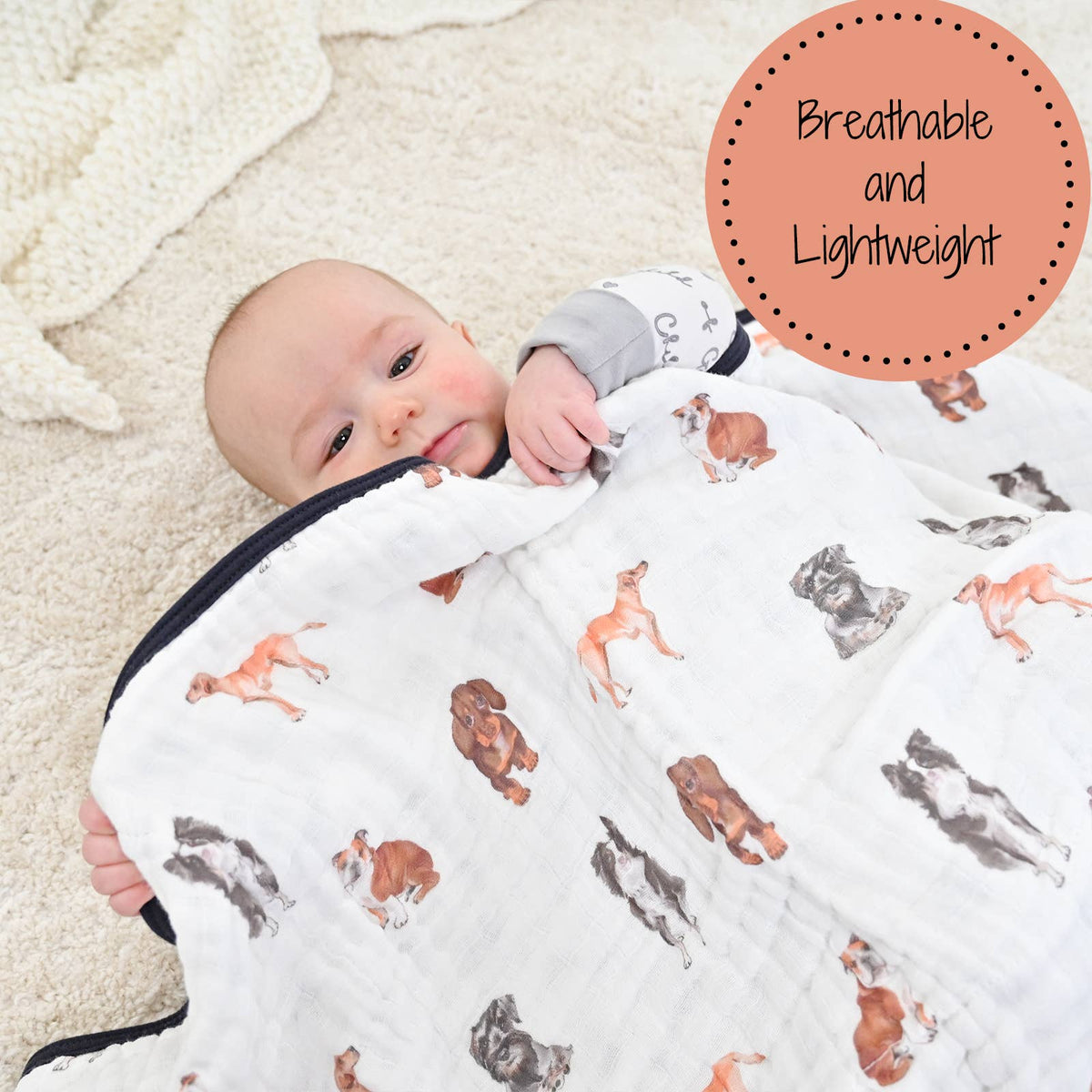 Adorable Dog Baby Toddler Muslin Quilt