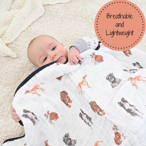 Adorable Dog Baby Toddler Muslin Quilt