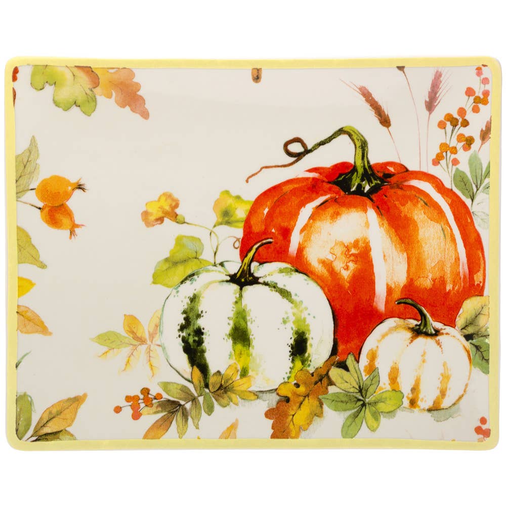 Pumpkin Love Ceramic Rectangle Plate Fall