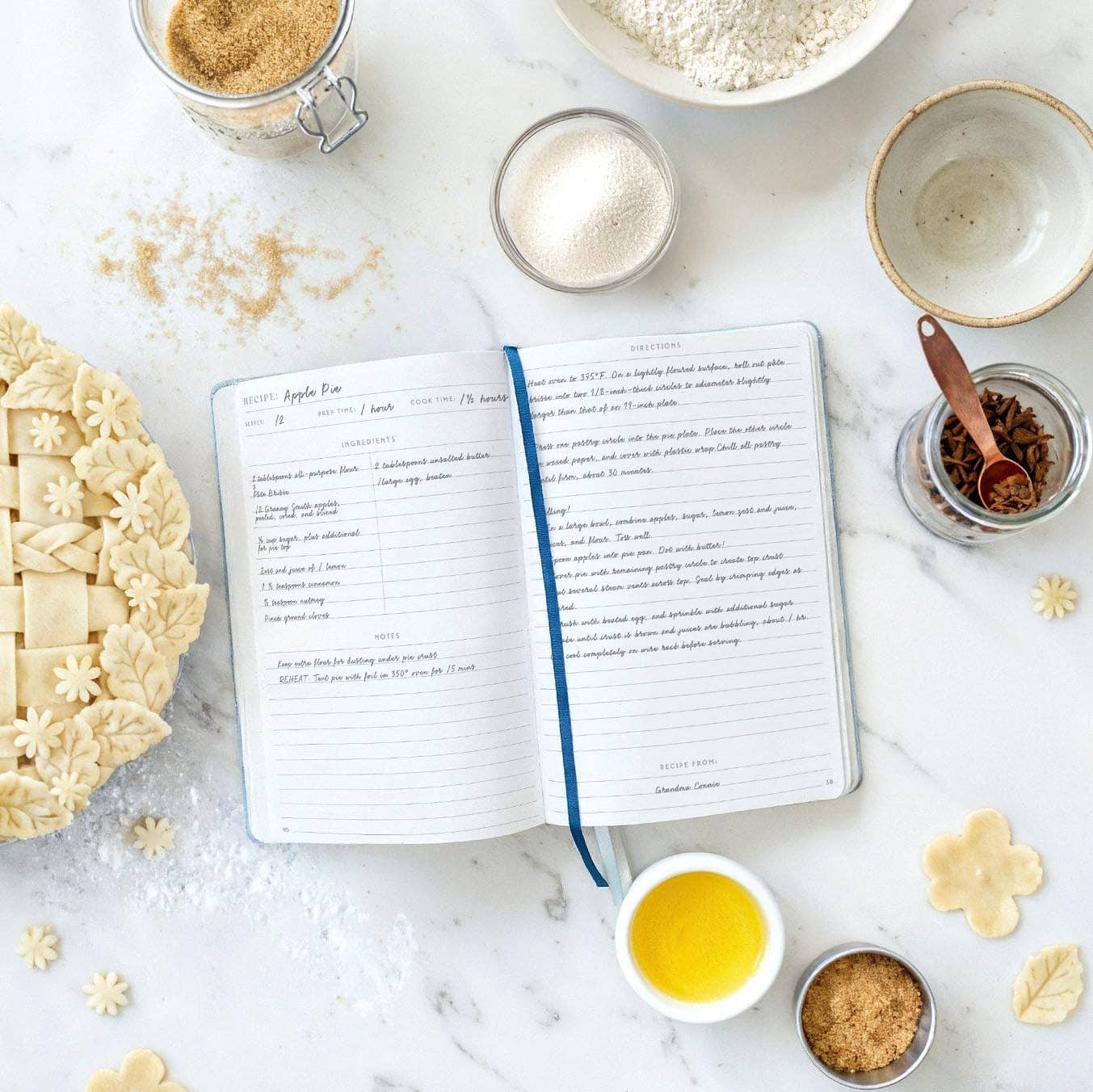 Blank Recipe Cooking Notebook - Sage