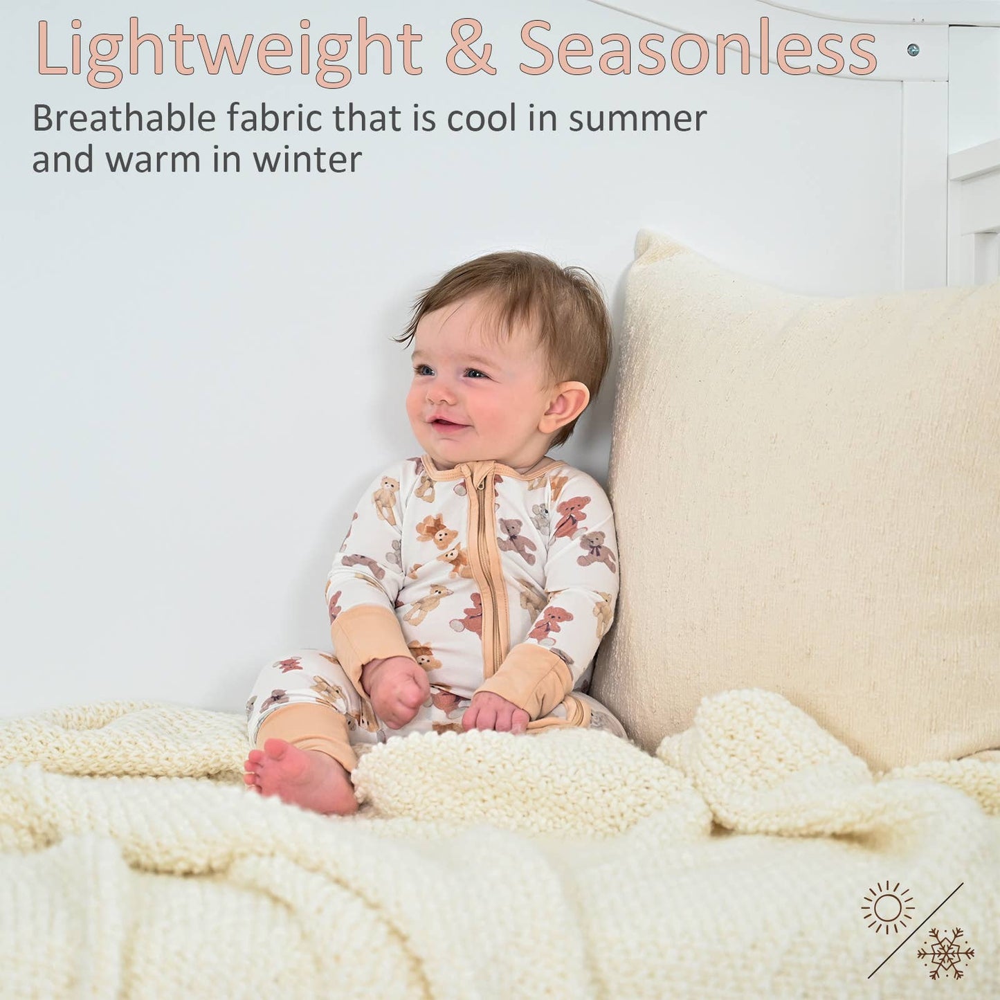 Bear Hugs Baby Bamboo Pajamas, 2-Way Zipper Romper