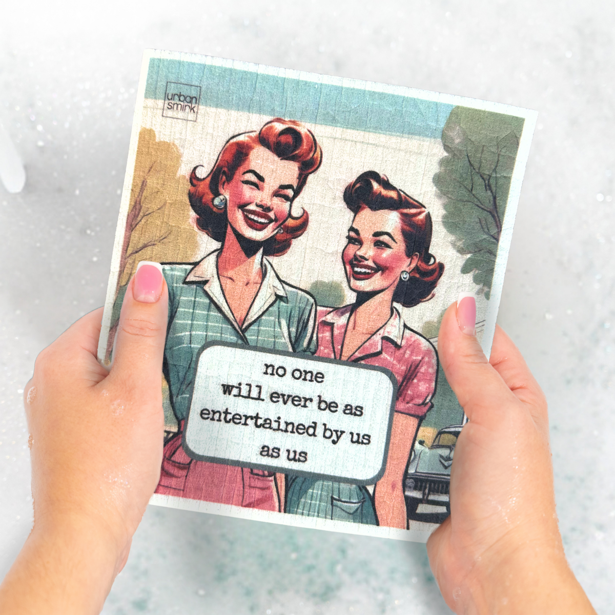 Entertained by Us - Funny Vintage Swedish Dishcloth