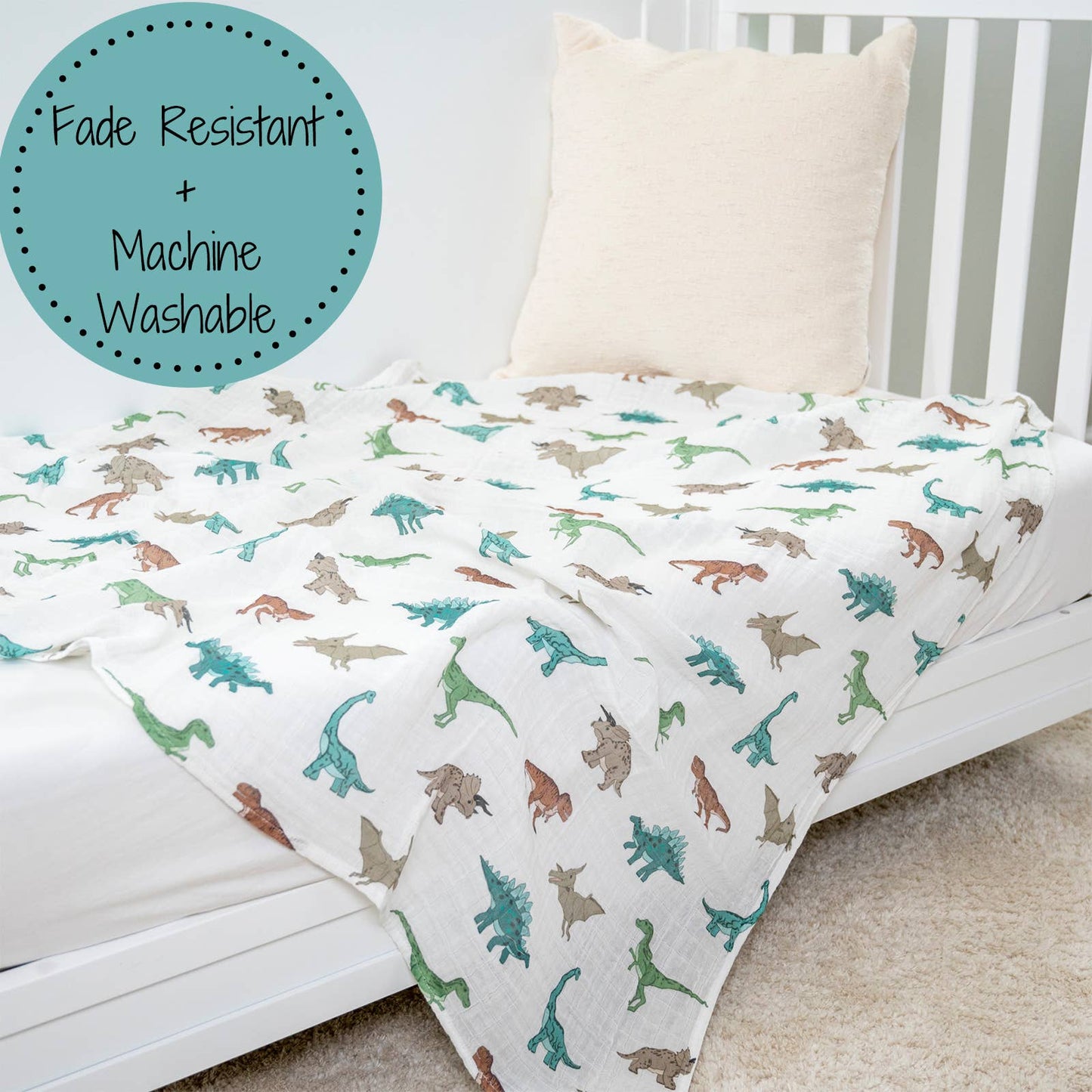 Have A T-rexcellent Day Dinosaur Muslin Baby Swaddle Blanket