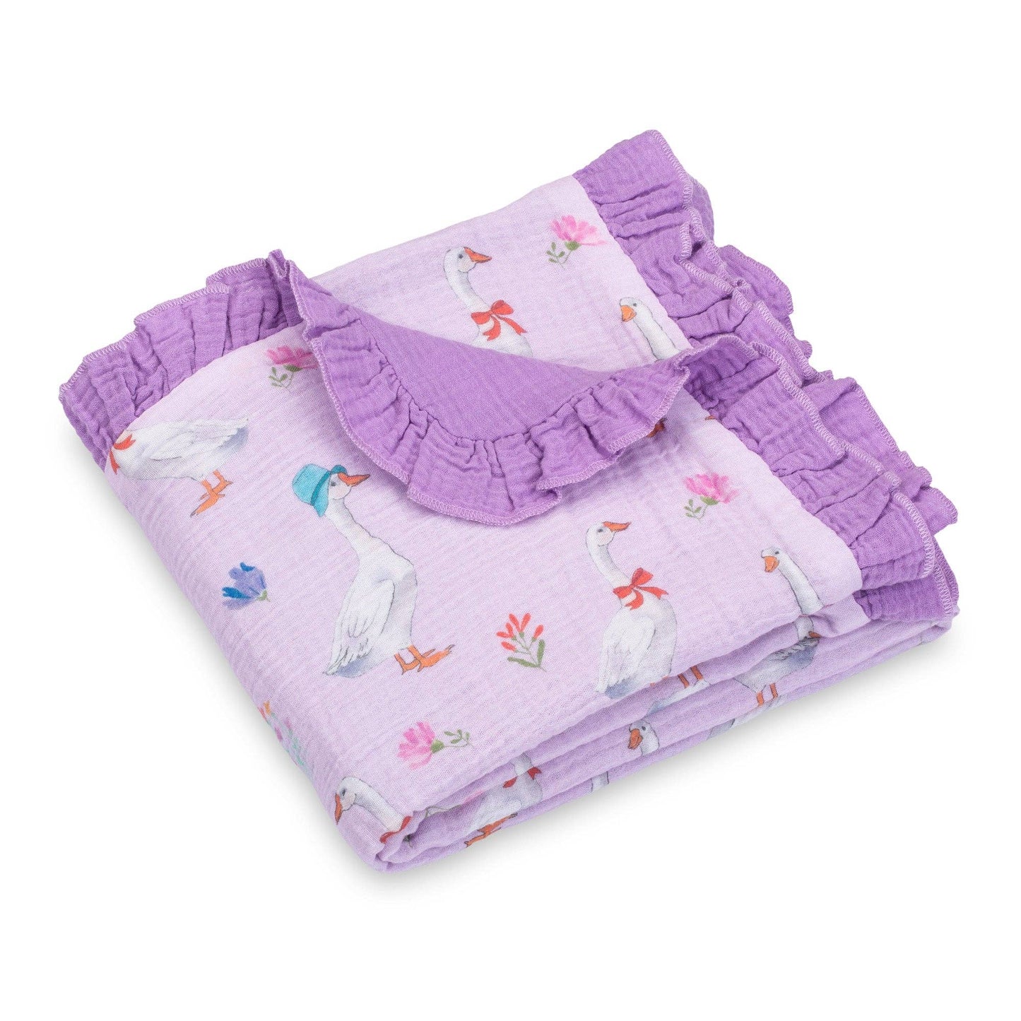Muslin Quilt Baby & Kids Ruffle Blanket Goose Parade