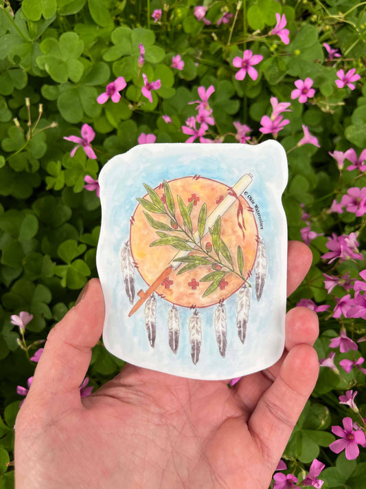 Oklahoma State Flag Seal Watercolor Art 4" Vinyl Sticker