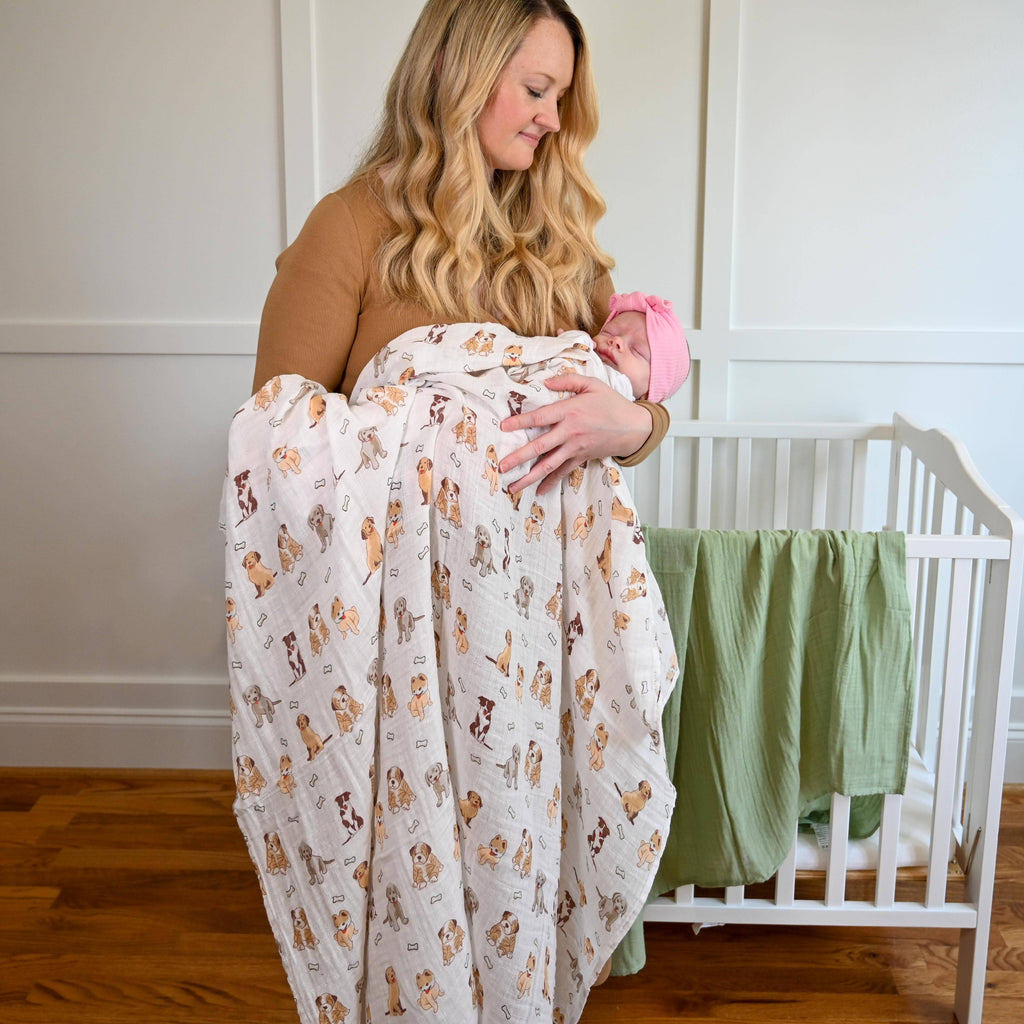 Baby Muslin Swaddle Blanket 47x47 Woof Woof
