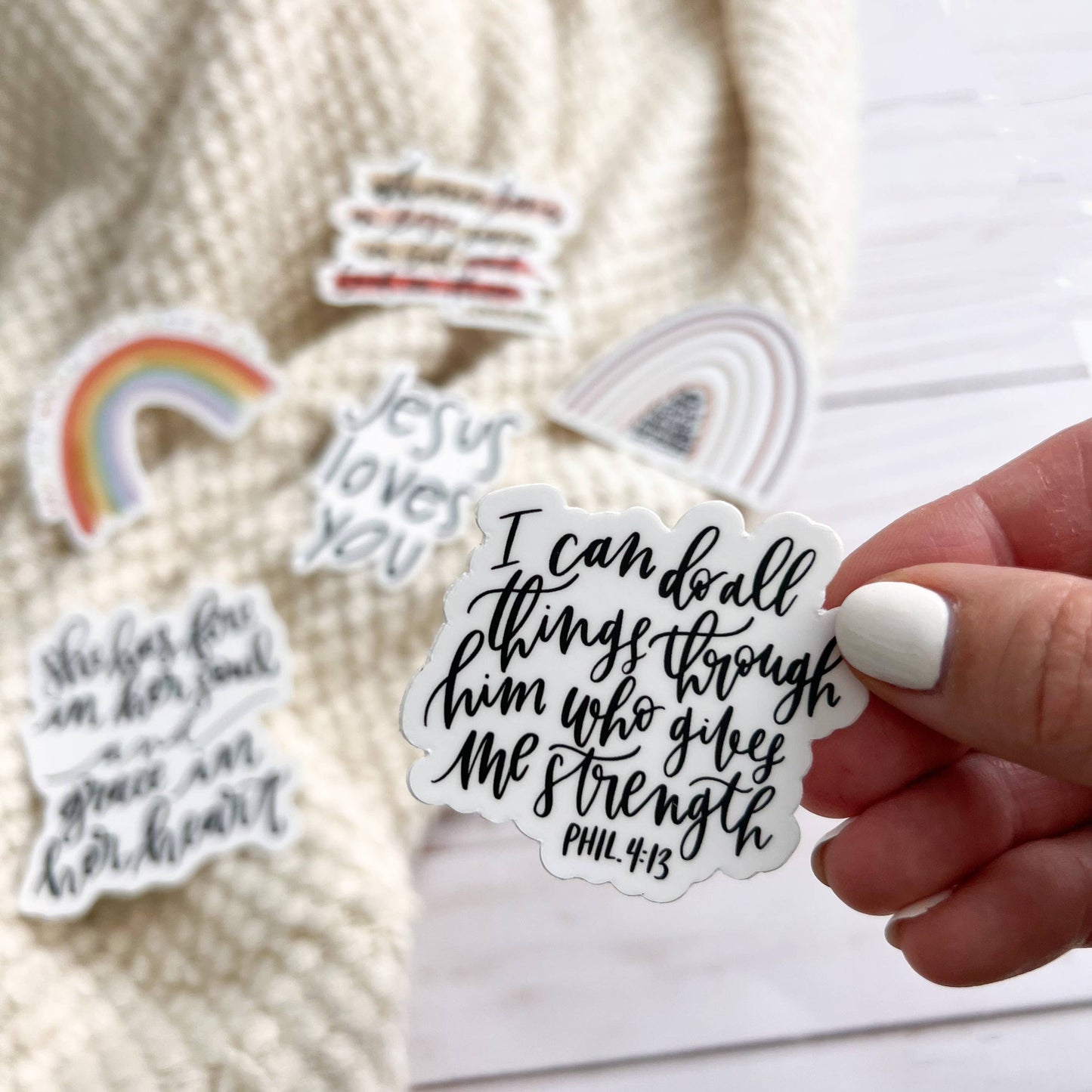 Philippians 4:13 Sticker | Christian sticker | Faith decal