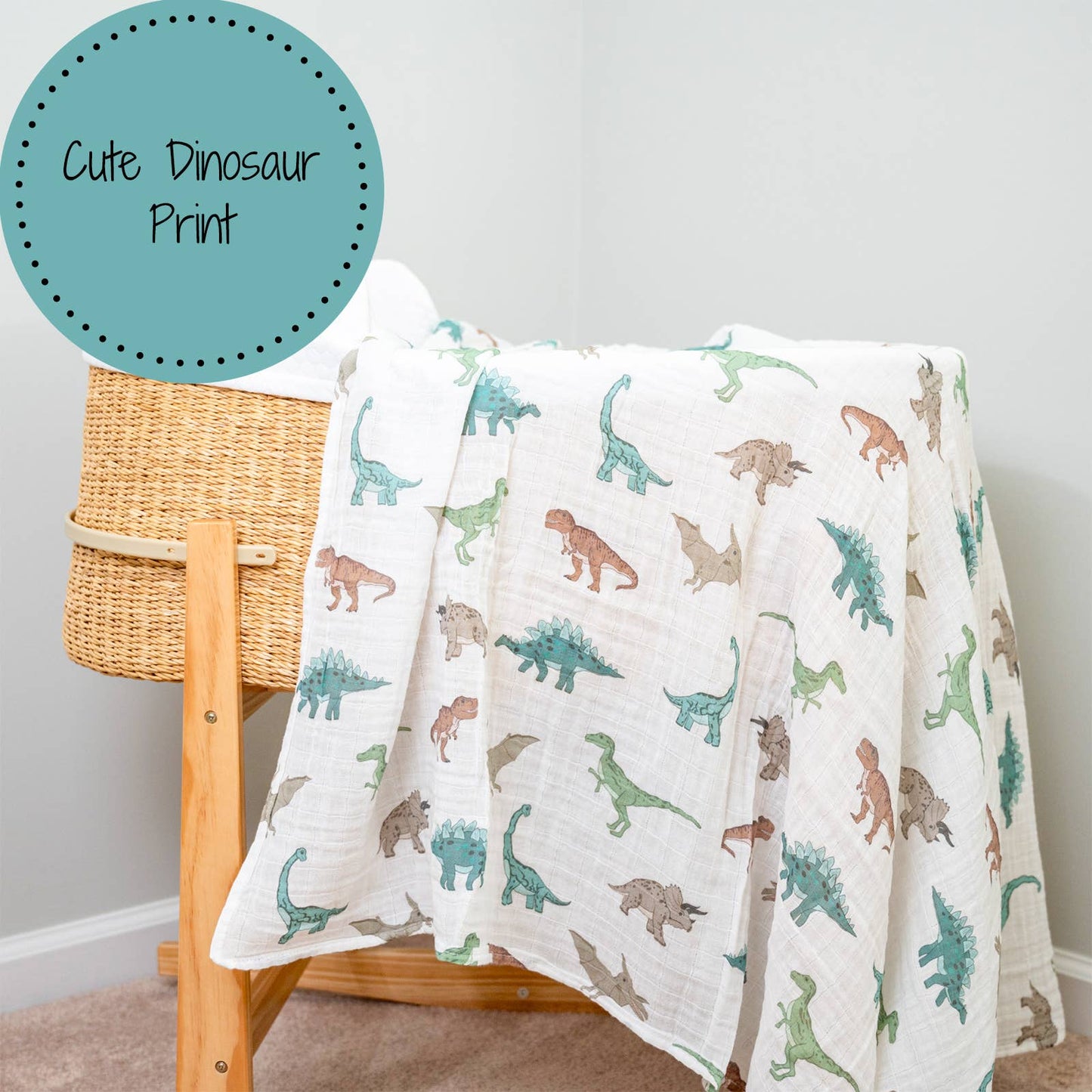 Have A T-rexcellent Day Dinosaur Muslin Baby Swaddle Blanket