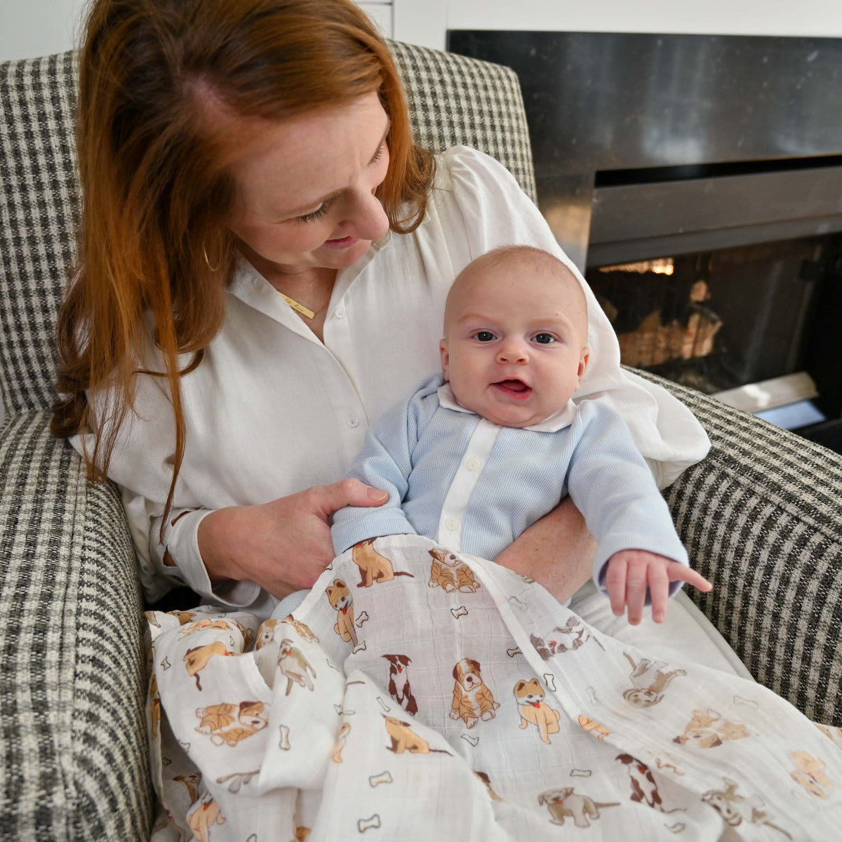 Baby Muslin Swaddle Blanket 47x47 Woof Woof