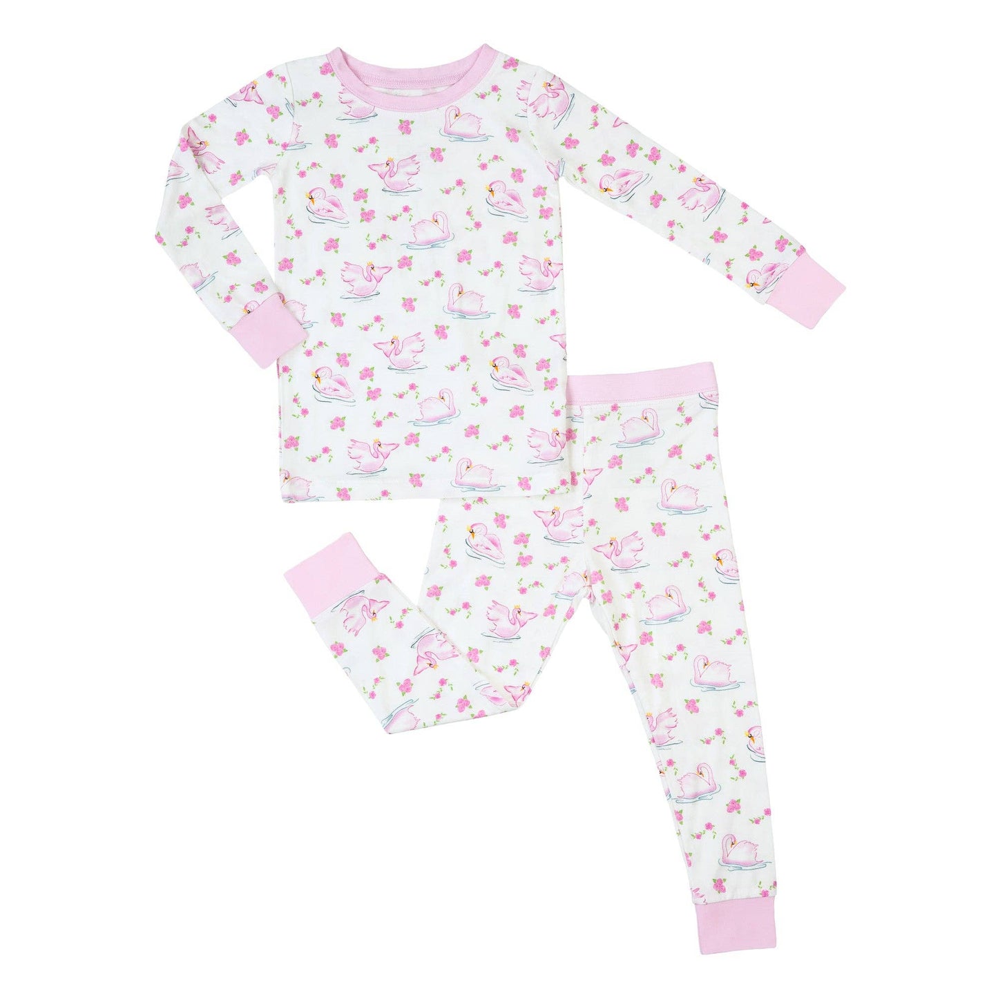 Kids 2-Piece Bamboo Pajama Long Sleeve Set Swan Soirée