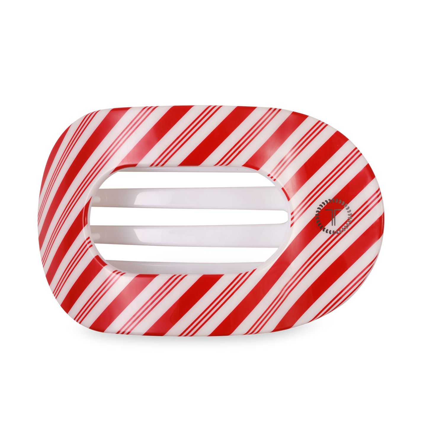 Flat Round Hair Clip | Large | Candy Cane Crush