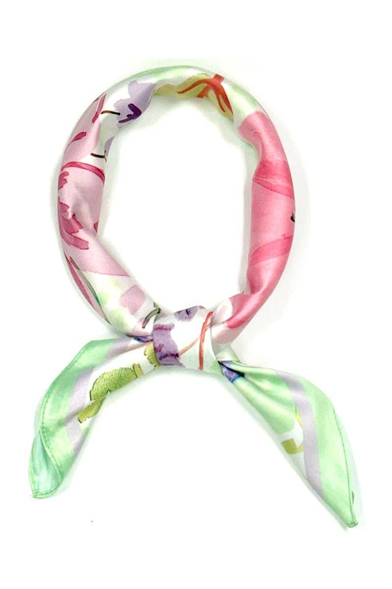 Art in Bloom Green Square Satin Scarf