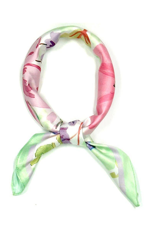 Art in Bloom Green Square Satin Scarf