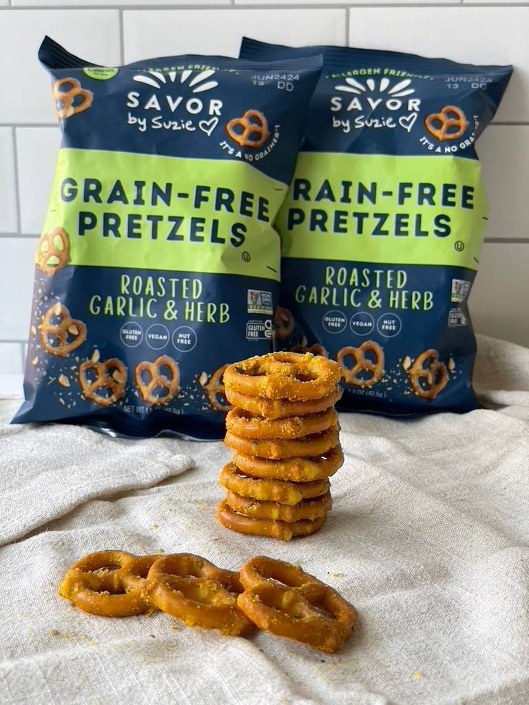 Roasted Garlic & Herb Grain Free Pretzels Mini Bags 1.5 oz